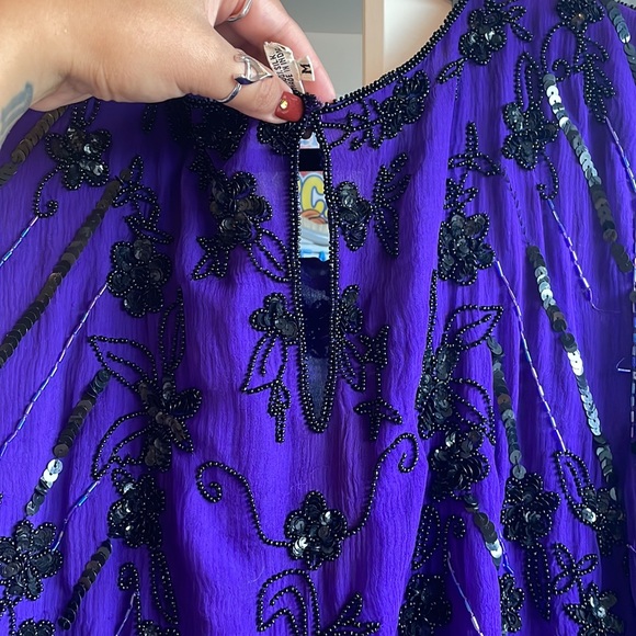 PURE SILK INDIGO EMBELLISHED TOP - Picture 10 of 13